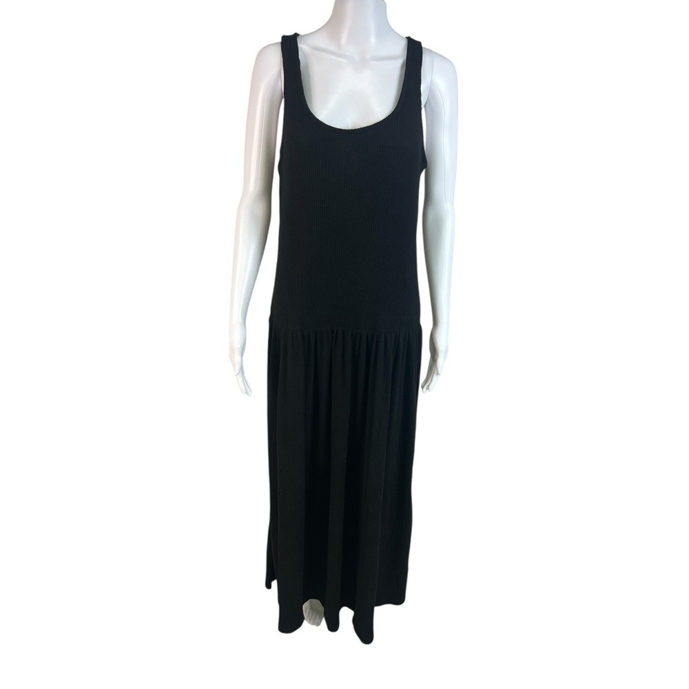 Universal Thread Women's Medium Dress Drop Waist Rib Knit Black Sleeveless NWT